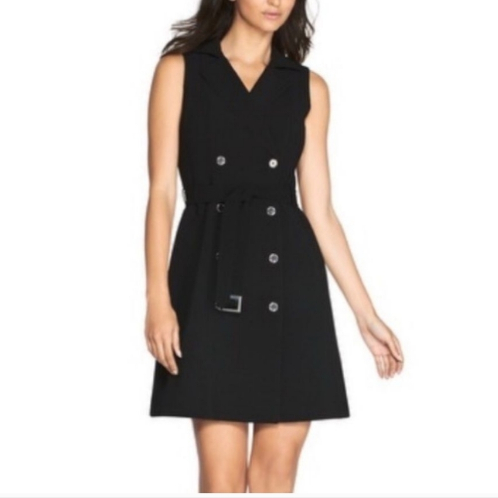 White House Black Market Black Sleeveless Trench Iconic Dress